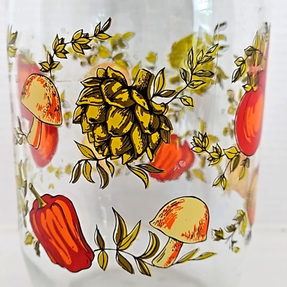 🌺 Vintage ARC France Spice of Life Mushroom Glass Canister Metal Hinged Li… - Picture 5 of 12